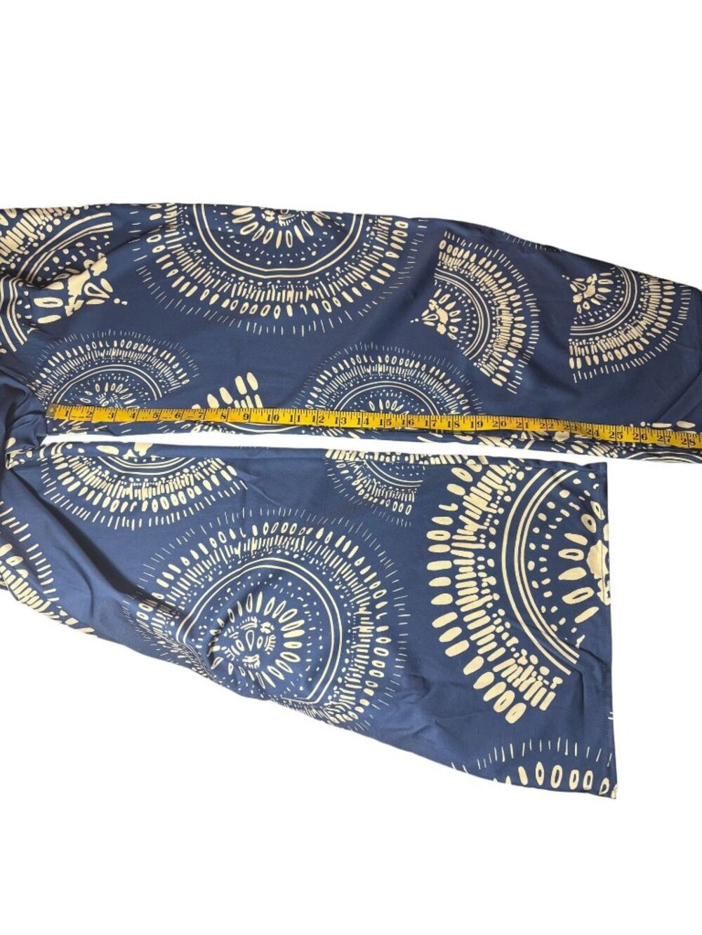 Blue & White Wide-Leg Pants With Boho Print Medium Cupshe 100% Polyester - Picture 8 of 12